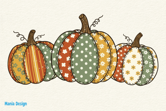 Autumn Patchwork Pumpkins PNG: Elevating Seasonal Design with Quilted Aesthetics