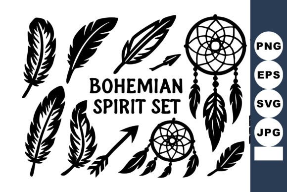 Bohemian Spirit Feather Arrow and Dreamcatcher Vector: A Design Essential for Modern Creators