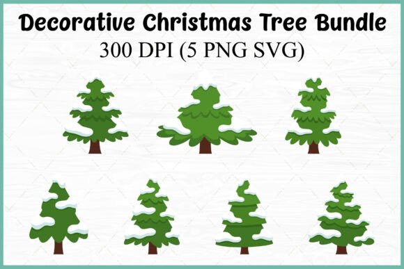 Christmas Winter Tree Vector PNG Bundle: Elevate Your Holiday Designs