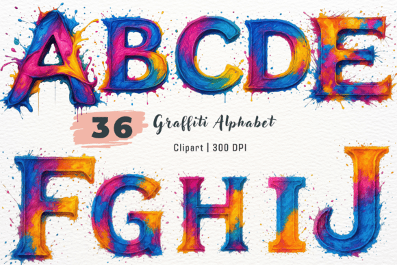 Colorful Graffiti Alphabet Clipart Guide