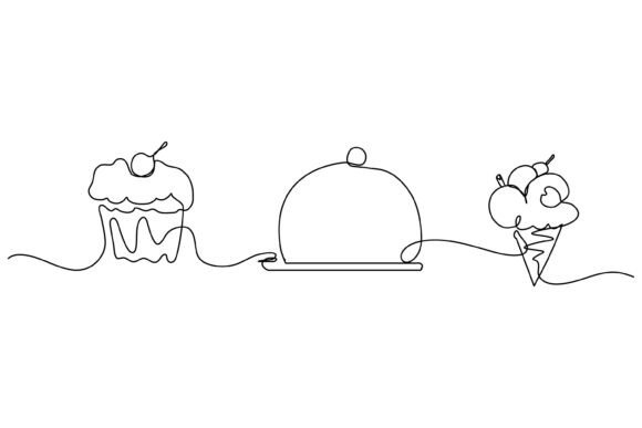Continuous Line Design of Birthday Cake