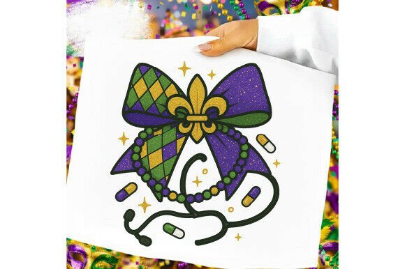 Cozy Mardi Gras Bow PNG Design