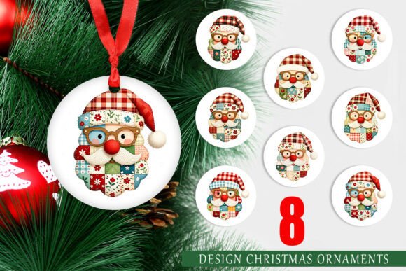 Cozy Patchwork Santa Face Ornament