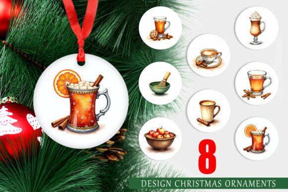 Cozy Winter Drinks Watercolor Ornament: Elevate Your Holiday Decor with Printable Art