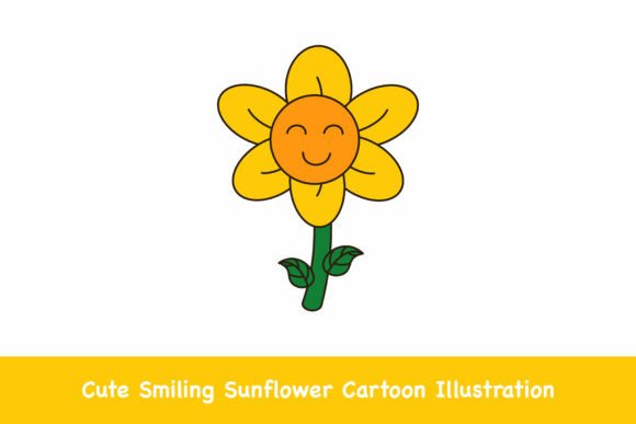 Cute Smiling Sunflower Cartoon Clipart