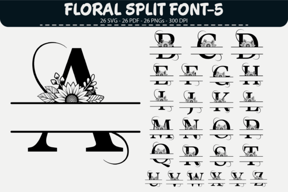 Elegant Floral Split Font: 26 Designs