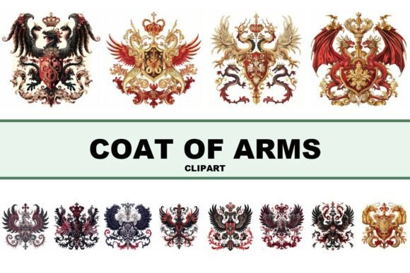 Elevate Your Designs with a Premium Coat of Arms Clipart Set