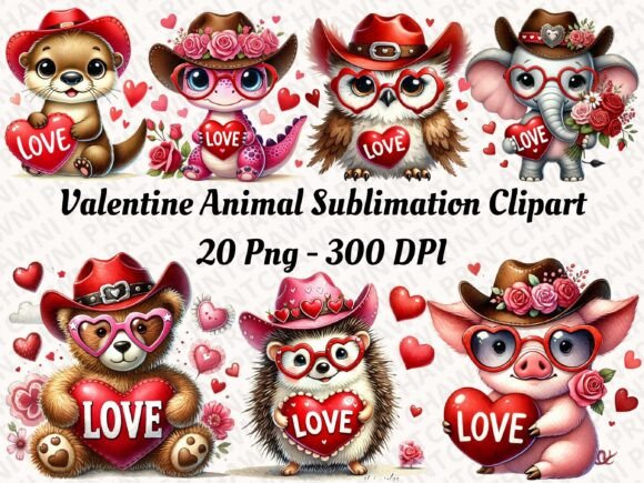 Elevating Creative Projects with the Cute Valentine Animal Clipart PNG Bundle