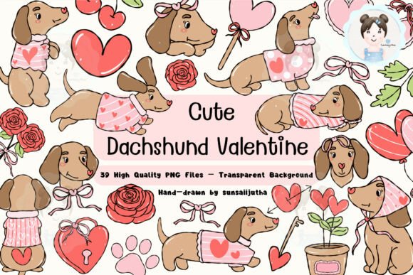 Elevating Valentine’s Day Design with Cute Dachshund Valentine Clipart