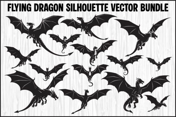 Flying Dragon Silhouette Vector Bundle