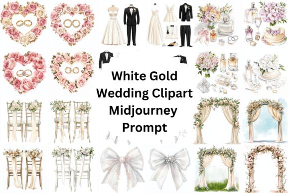 Leveraging Prompt for White Gold Wedding Clipart in Strategic Brand Design