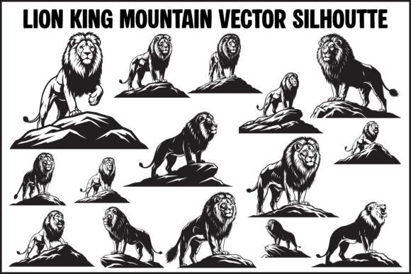 Lion King Mountain Vector Silhouette
