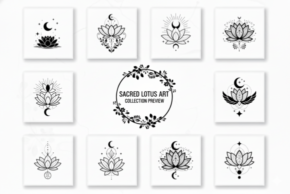 Lotus Flower with Sun and Stars: Symbolism, Design Applications, and Digital Asset Utility