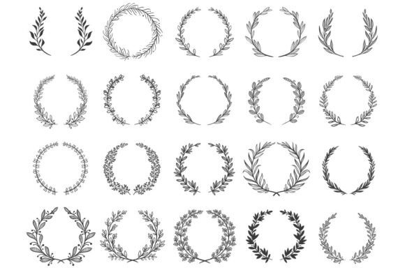 Ornamental Branch Wreathes: Laurel and Natural Design Elements