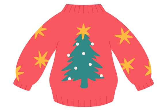 Red Sweater with Christmas Tree Design