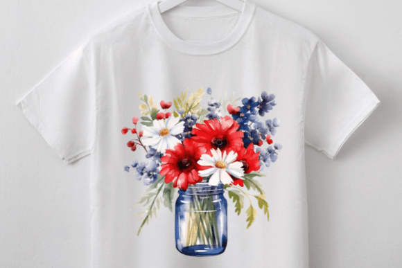 Rustic 4th July Floral Mason Jar PNG Bundle: Elevating Patriotic Designs