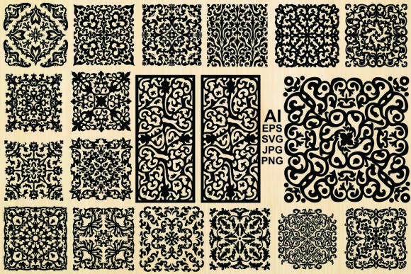 Silhouette Ornament Patterns Vector Set