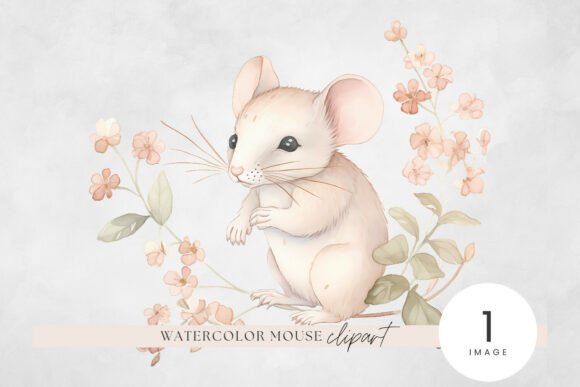 Strategic Application of Floral Field Mouse Watercolor Clipart in Modern Design