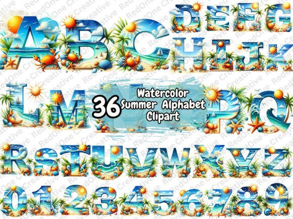 Summer Alphabet Clipart PNG Bundle