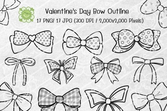 Valentine's Day Bow Outline Collection: A Versatile Resource for Digital Creators