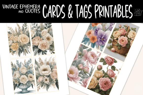 Vintage Floral Cards & Ephemera Tags