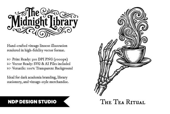 Vintage Linocut Teacup Dark Academia SVG: A Practical Asset for Moody Design