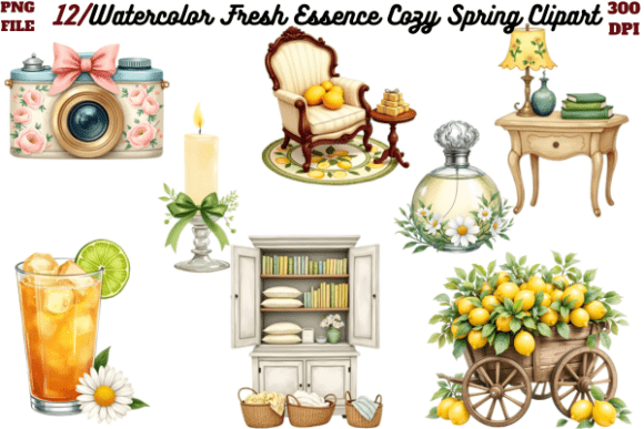 Watercolor Fresh Essence Cozy Clipart