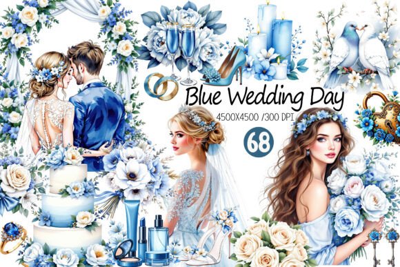 Wedding Day Clipart: Elevating Event Design with Blue Aesthetic Elements